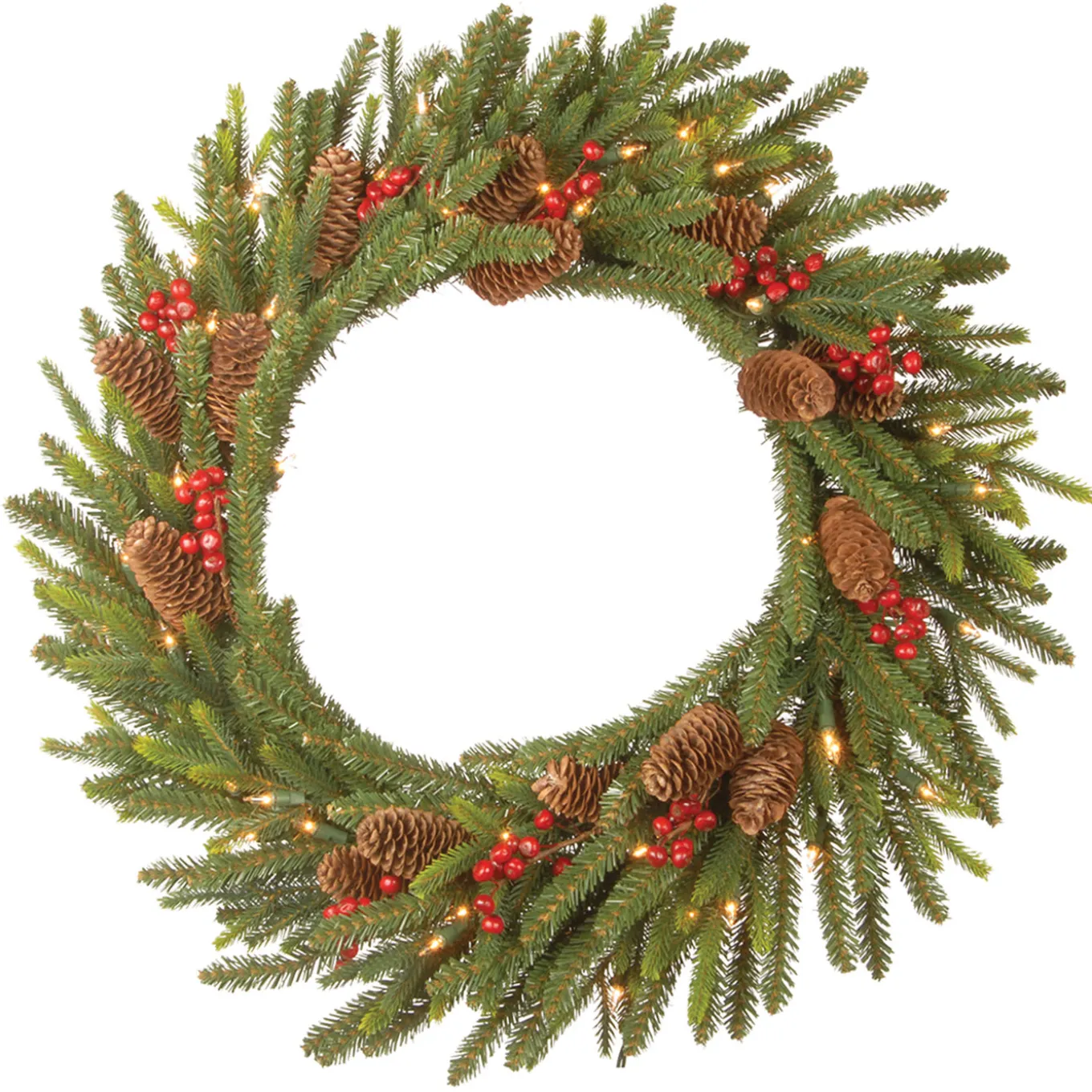 24 in. Pre-Lit Dorchester Fir Wreath with LED Lights
