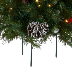 18 in. Pre-Lit Frosted Berry Urn Filler with LED Lights