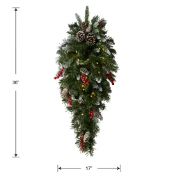 36 in. Pre-Lit Frosted Berry Teardrop with LED Lights