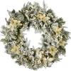 30 in. Pre-Lit Frosted Colonial Fir Wreath with Dual Color LED Cosmic Lights