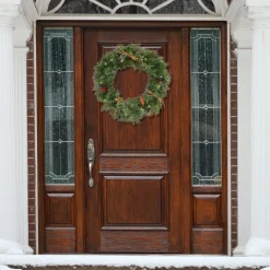 24 in. Pre-Lit Glistening Pine Wreath with LED Lights