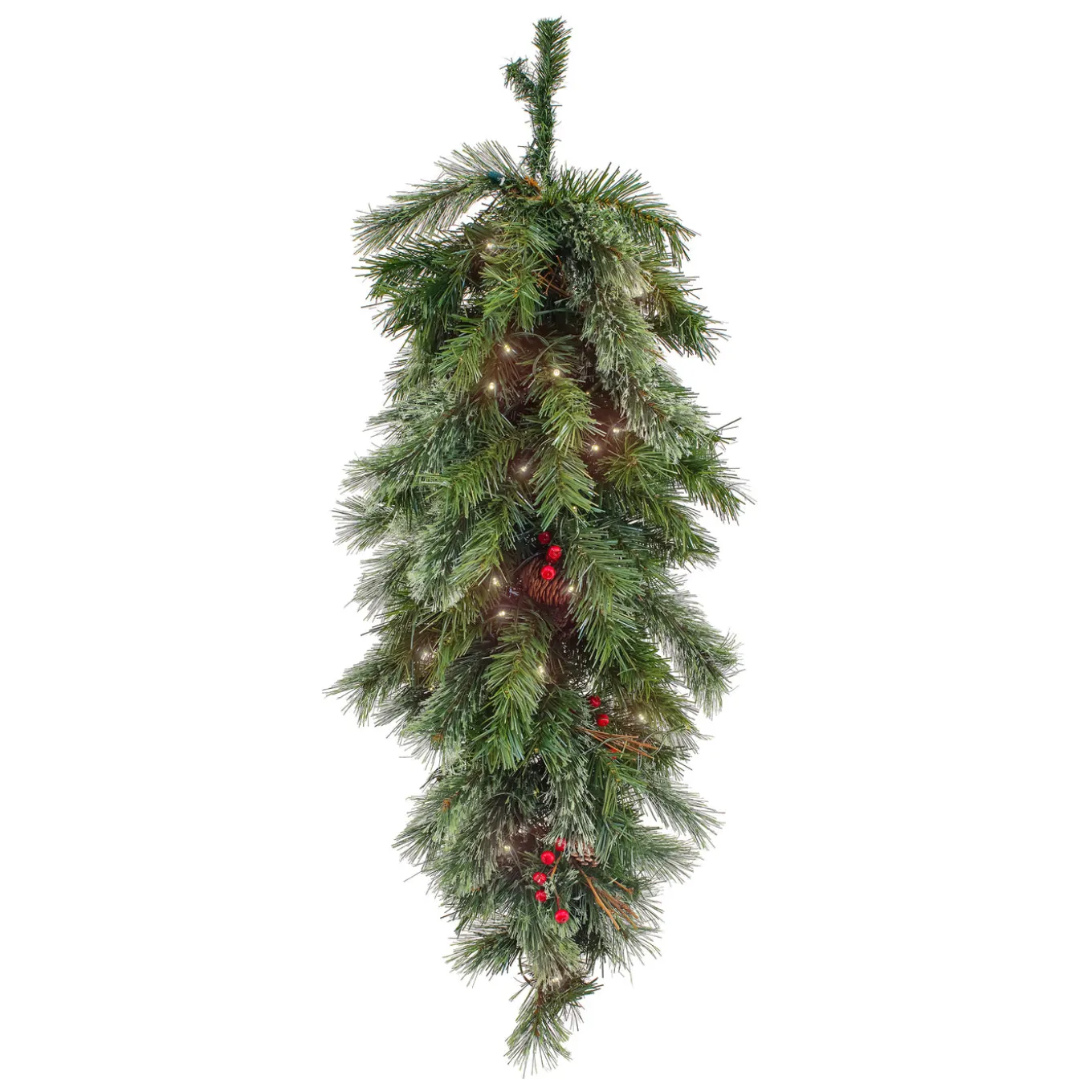 36 in. Pre-Lit Glistening Pine Teardrop with LED Lights