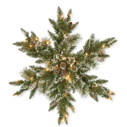32 in. Pre-Lit Glittery Bristle Pine Snowflake with LED Lights