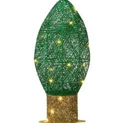 20 in. Pre-Lit Green Christmas Light Bulb Decoration