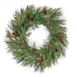 28 in. Pre-Lit HGTV Home Collection Black Tie Cedar Wreath