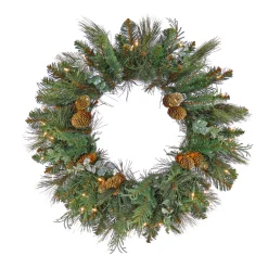 24 in. Pre-Lit North Conway Wreath with Clear Lights
