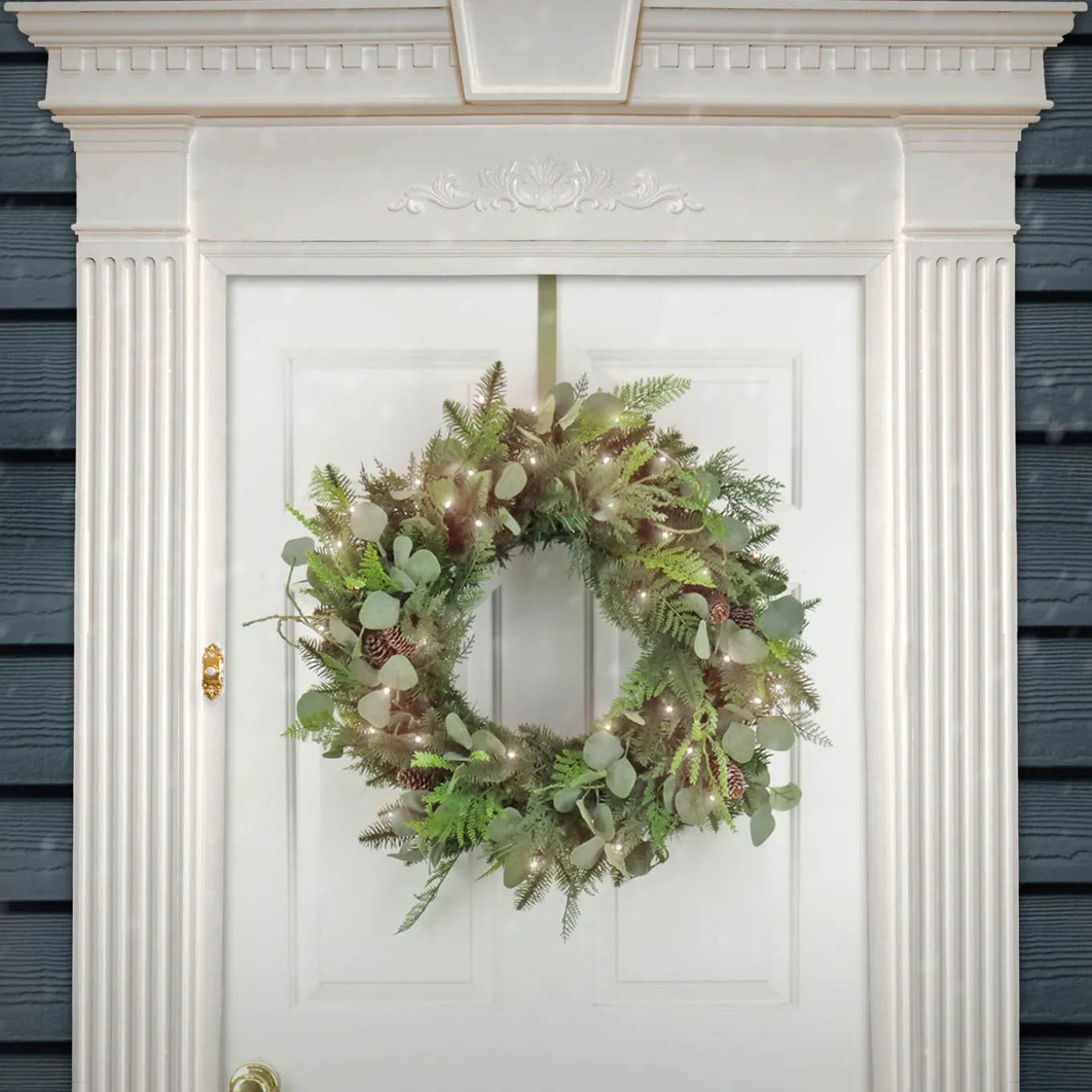 30 in. Pre-Lit North Conway Wreath with Warm White LED Lights