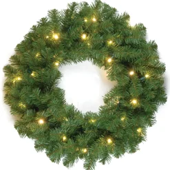 24 in. Pre-Lit North Valley Spruce Wreath with Dual Color LED Lights