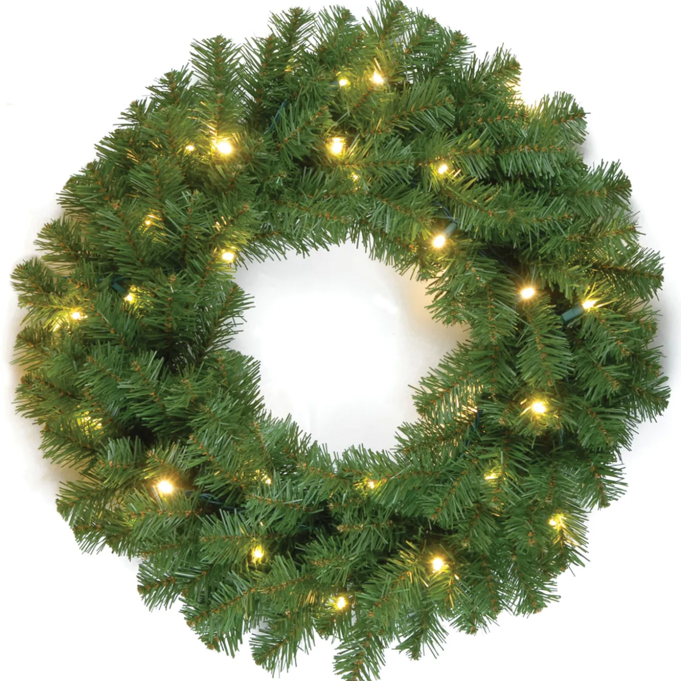 24 in. Pre-Lit North Valley Spruce Wreath with Dual Color LED Lights