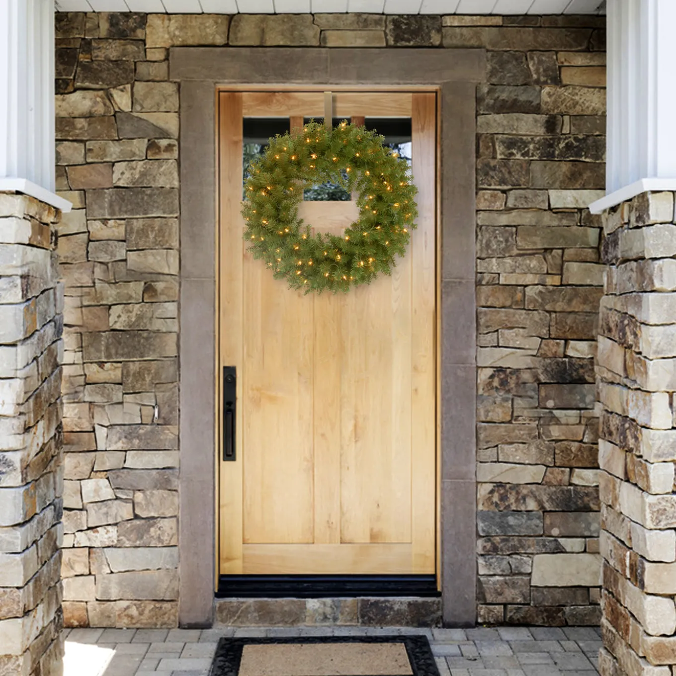 24 in. Pre-Lit North Valley Spruce Wreath with Dual Color LED Lights