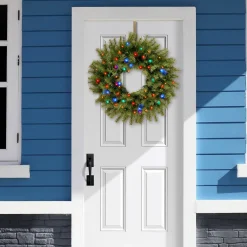 24 in. Pre-Lit Norwood Fir Wreath with Battery Operated Multicolor LED Lights