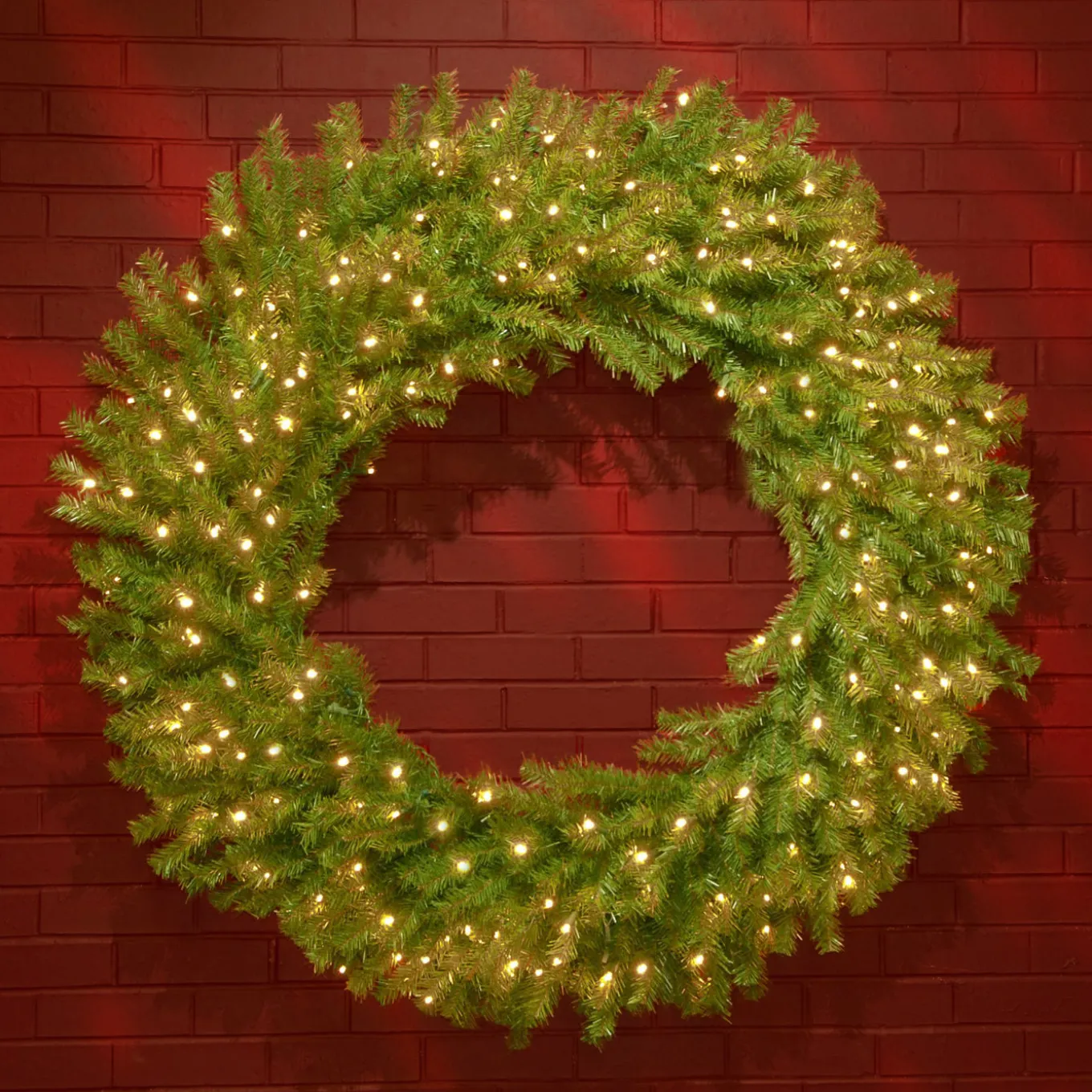 48 in. Pre-Lit Norwood Fir Wreath with Warm White LED Lights