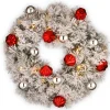24 in. Pre-Lit Snowy Bristle Pine Wreath with LED Lights