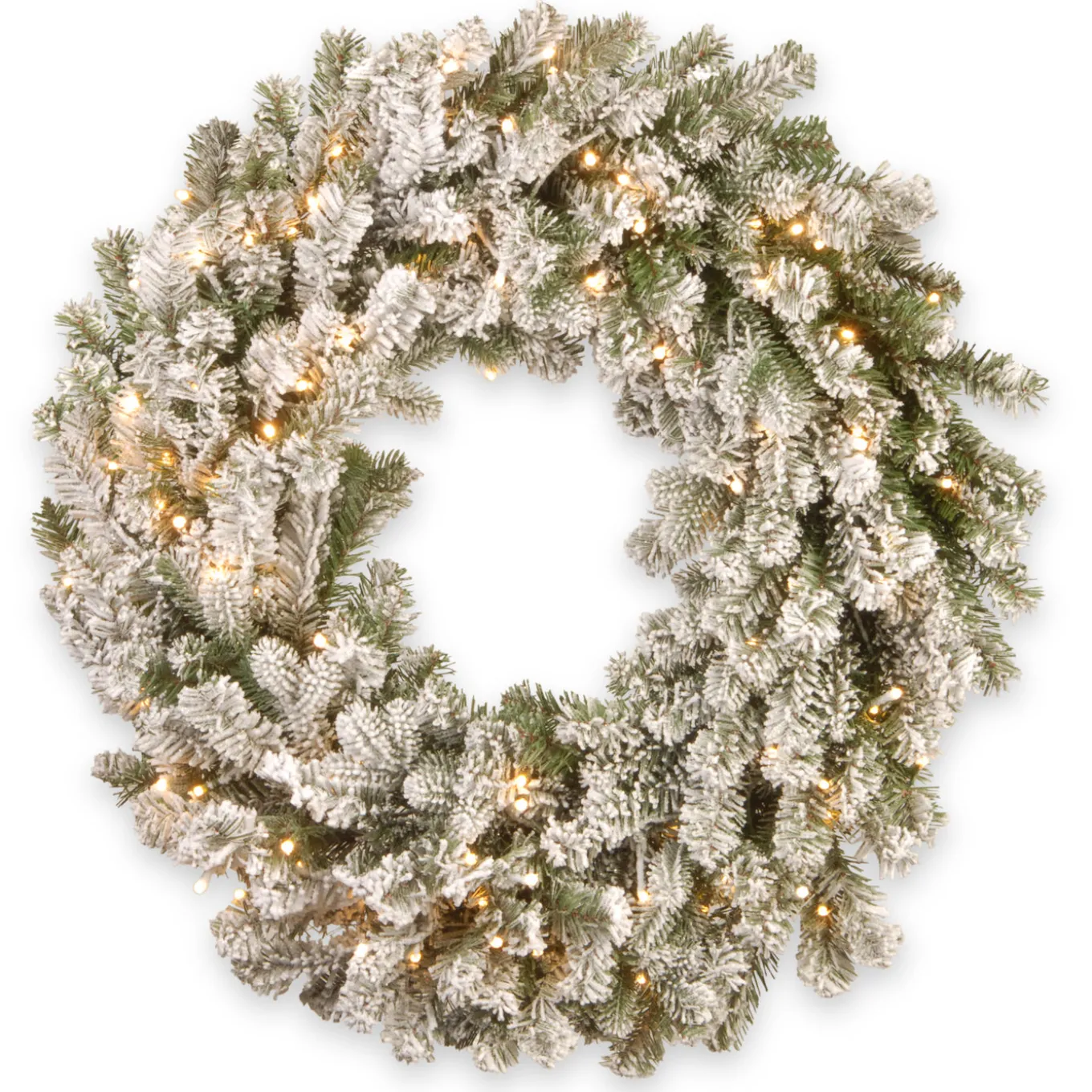 24 in. Pre-Lit Snowy Sheffield Spruce Wreath with Twinkly LED Lights