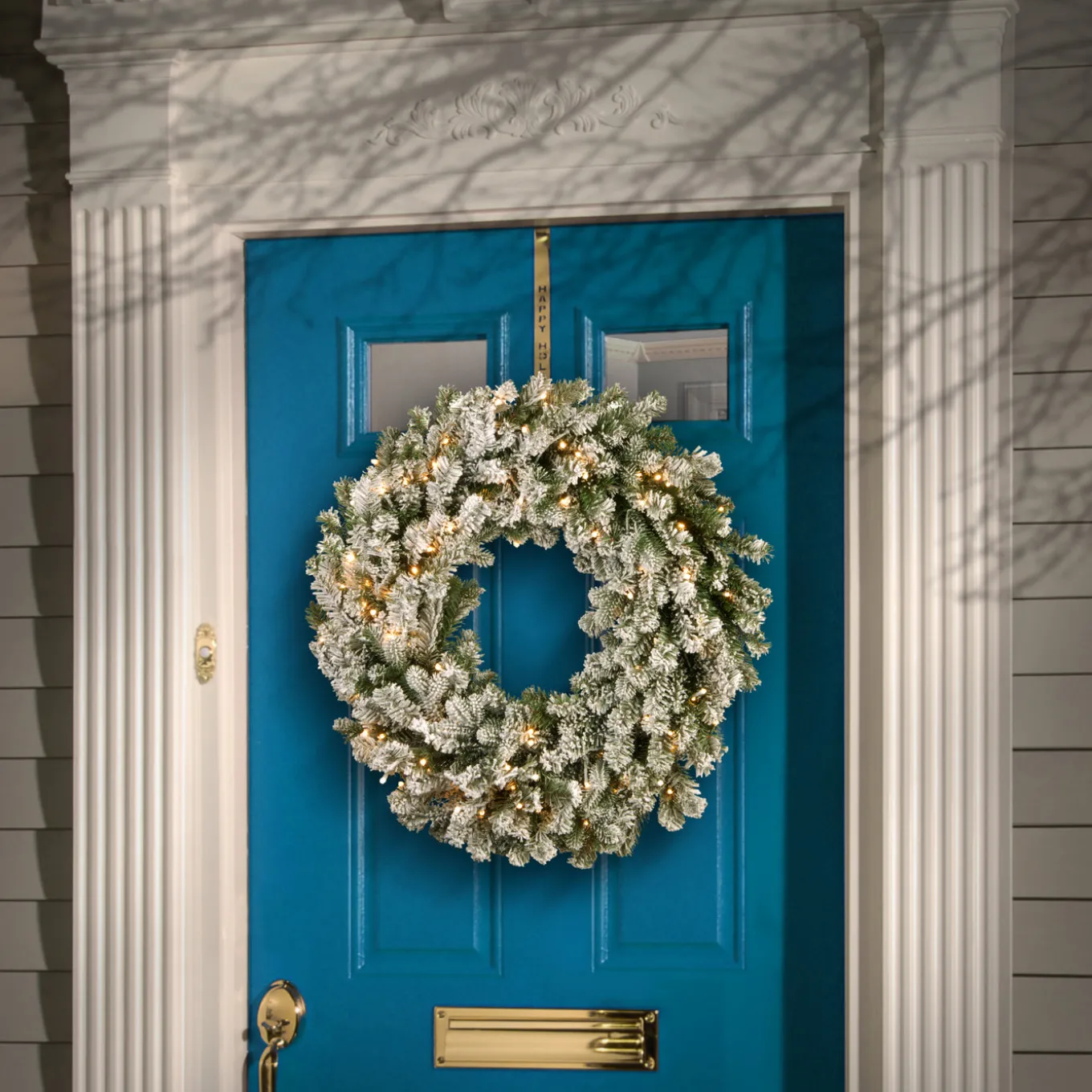 24 in. Pre-Lit Snowy Sheffield Spruce Wreath with Twinkly LED Lights