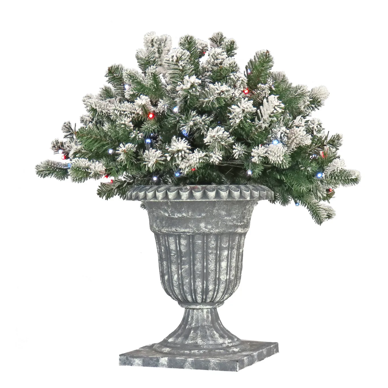 24 in. Pre-Lit Snowy Sheffield Spruce Porch Bush with Twinkly LED Lights
