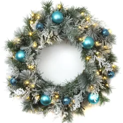 24 in. Pre-Lit Tinkham Pine Wreath with LED Lights