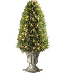 48 in. Pre-Lit Upright Juniper Topiary