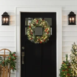 24 in. Pre-Lit Wintry Pine Wreath with Clear Lights