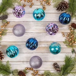 13 in. Purple Xmas Ball Decor Set