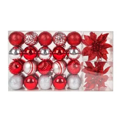 10 in. Red Xmas Ball Set, Shatterproof
