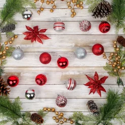 10 in. Red Xmas Ball Set, Shatterproof