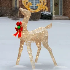 48 in. Reindeer Decoration with White LED Lights