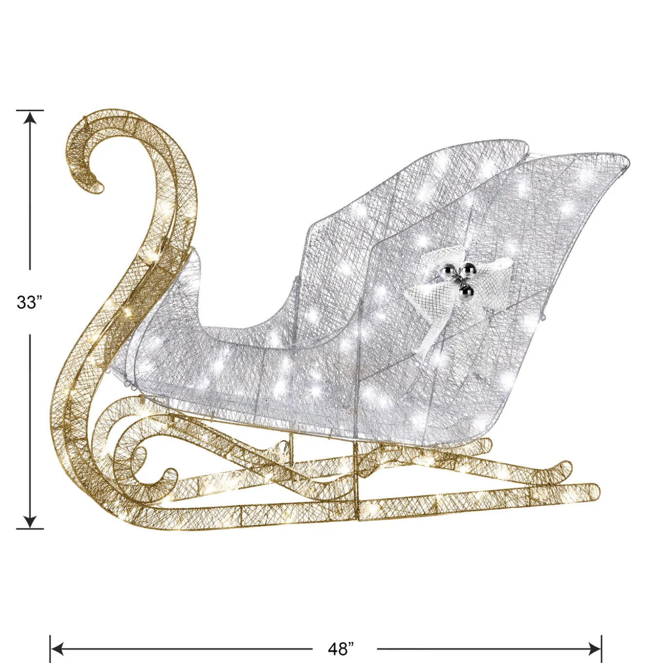 48 in. Santas Sleigh with Cool White LED Lights