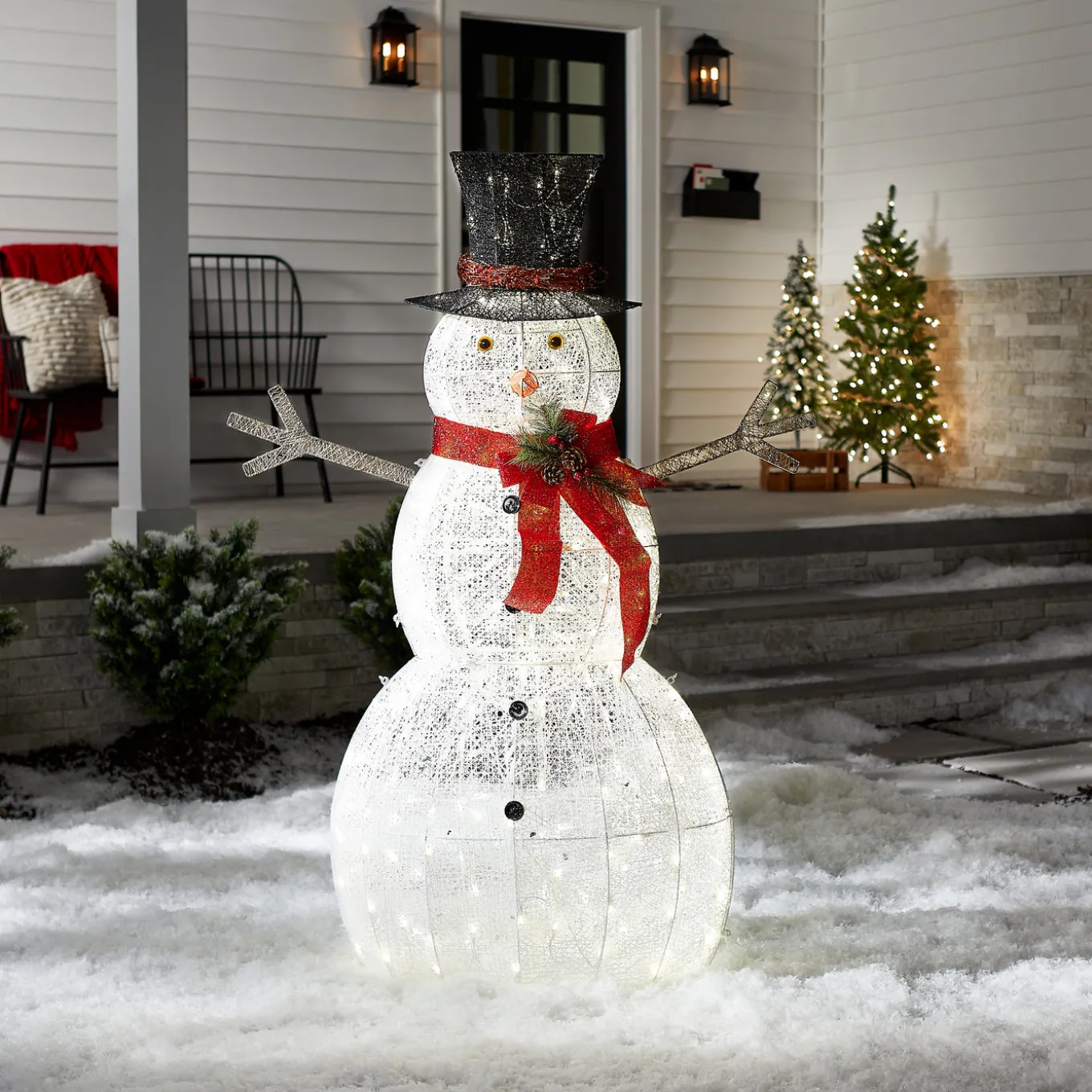 60 in. Snowman Decoration with Warm White LED Lights