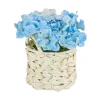10 in. Spring Blue Hydrangea Bouquet in White Basket