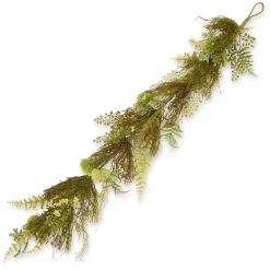 45 in. Spring Garland with Fern Leaves, Lavender, Leafy Greens