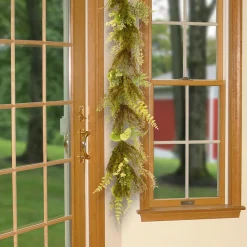 45 in. Spring Garland with Fern Leaves, Lavender, Leafy Greens