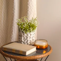 11 in. Spring Green Lily-of-the-Valley Flowers in White Basket