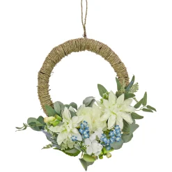20 in. Spring Hoop Wreath with Dahlia, Peony, and Hydrangea Blooms