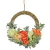 20 in. Spring Hoop Wreath with Peony, Rose, and Lamb's Ear Flower Blooms