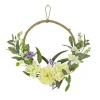 18 in. Spring Hoop Wreath with Peony Flower Blooms, Mini Blossoms, and Flowing Green Stems