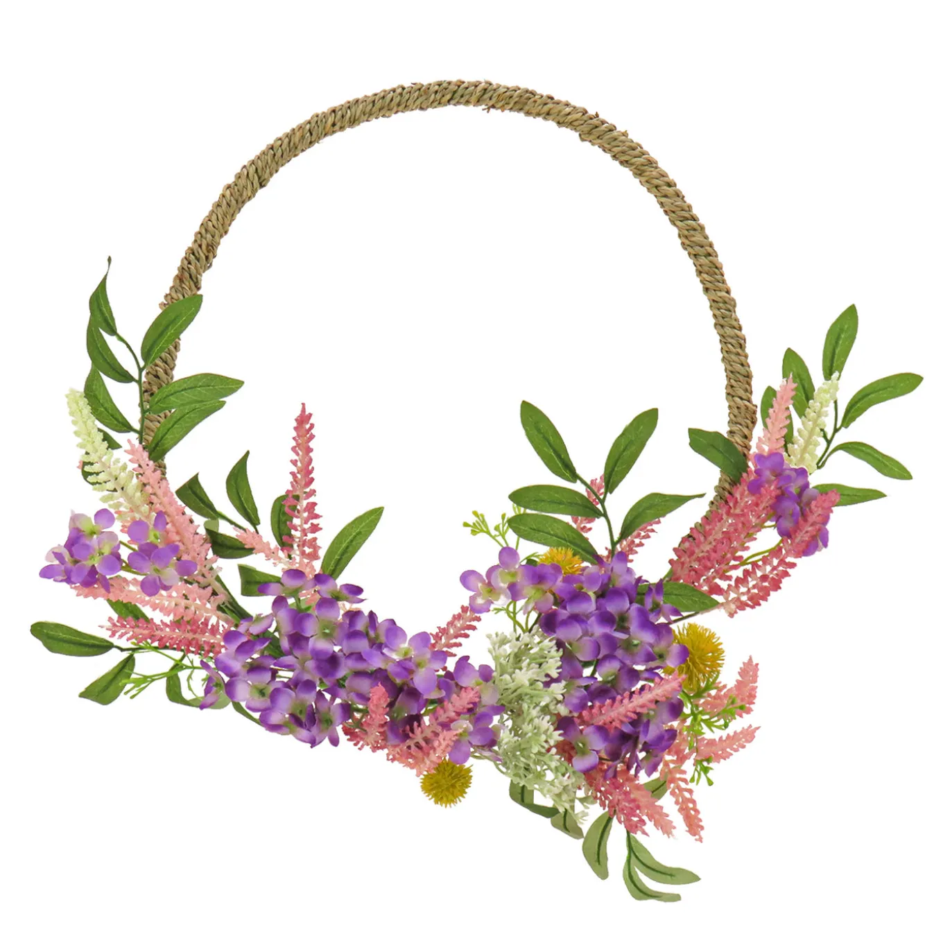 16 in. Spring Hoop Wreath with Lavender and Blossom