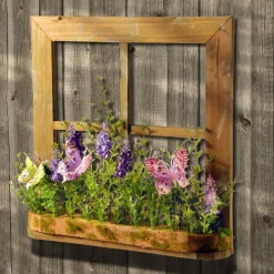 14 in. Spring Lavender Flowers and Butterflies Window Decoration