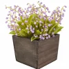 10 in. Spring Mauve Lily-of-the-Valley Flowers in Wood Box