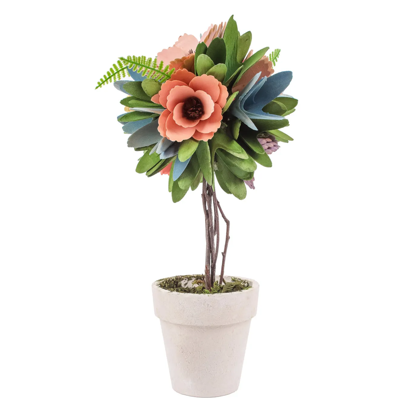 12 in. Spring Multicolor Floral Topiary Decor