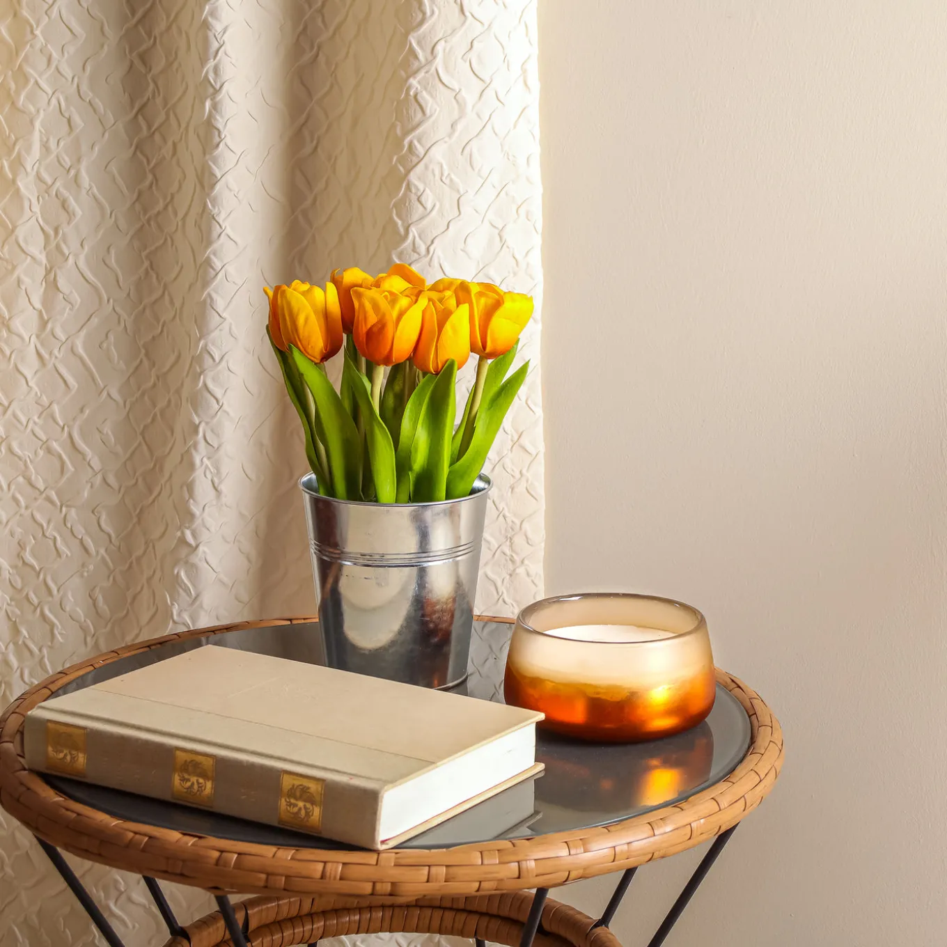 9 in. Spring Orange Tulip Bouquet