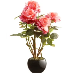 17 in. Spring Pink Roses Flower Pot