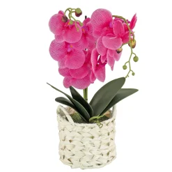 21 in. Spring Purple Orchid in White Basket