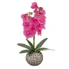 21 in. Spring Purple Orchid in Silver Smooth Ceramic Pot