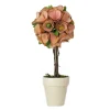 12 in. Spring Topiary with Pink Floral Blooms, White Pot Base