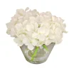 8 in. Spring White Hydrangea Bouquet in Glass Vase