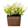10 in. Spring White Lily-of-the-Valley Flowers in Wood Box