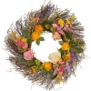 24 in. Spring Wildflower Wreath with Flower Blooms, Berry Clusters, Leaves