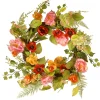 22 in. Spring Wreath with Assorted Flowers, Fern Fronds, and Leafy Greens