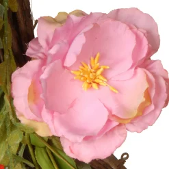 22 in. Spring Wreath with Assorted Flowers, Fern Fronds, and Leafy Greens